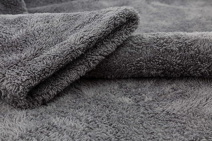 American Soft Linen Warm Fleece Robe, Unisex Robe Fuzzy, 1 Piece Unisex Plush Adult Bathrobe for Bathroom