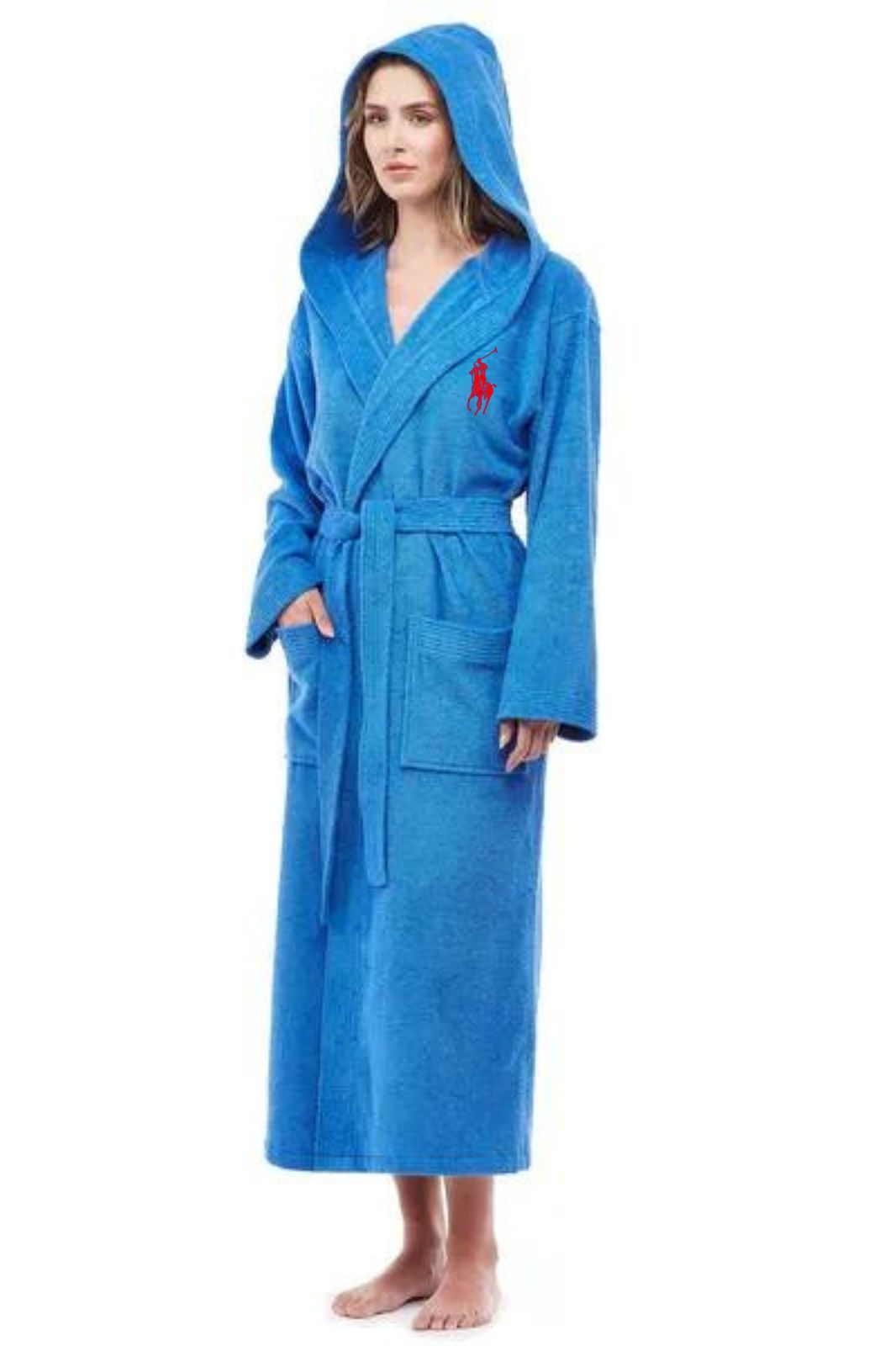 Blue POLO RALPH LAUREN MEN & WOMEN Terry Plush Robe - Luxurious Bathrobe