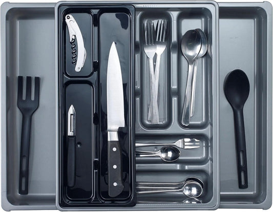 Expandable Adjustable Tray 9 Compartments Utensils Cutlery Tidy Drawer Organiser